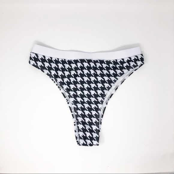 Black & White Bikini | Houndstooth Print Swimsuit - Picture 4 of 7